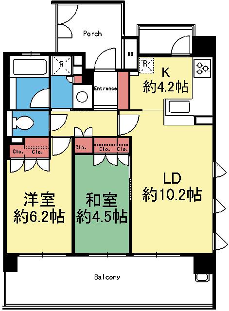 東向き南側角部屋