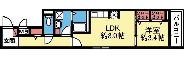収納豊富な1LDK