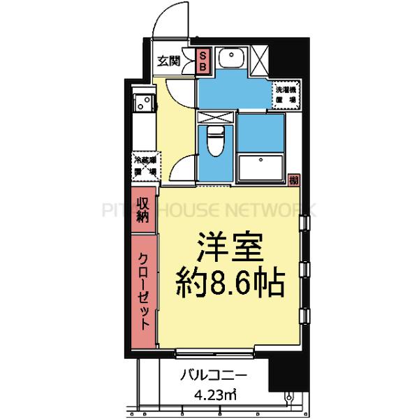 8.6帖の広い1K