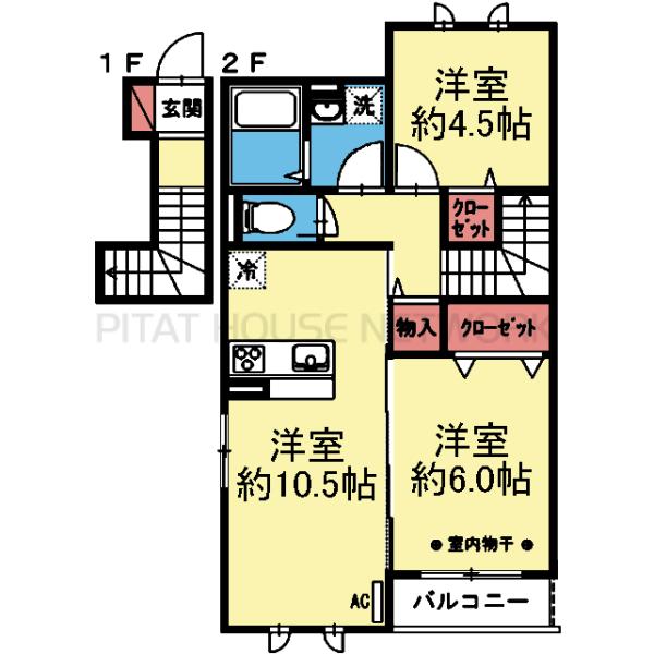 対面式キッチンの2LDK