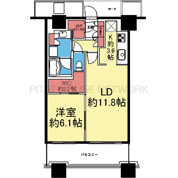 収納豊富な1LDK