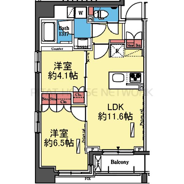 2室とも洋室の南東向き角部屋