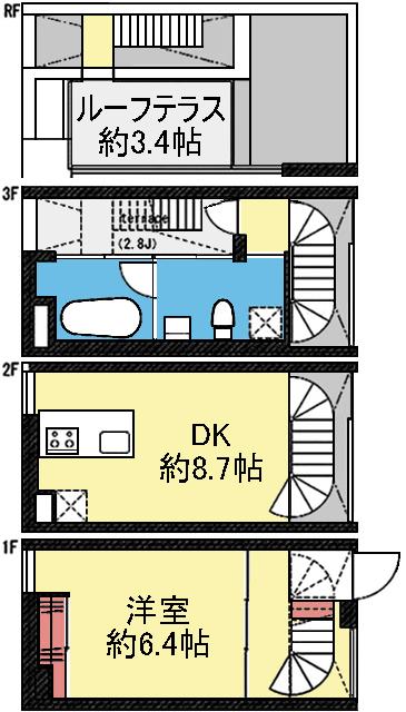 ルーフテラス付きメゾネット