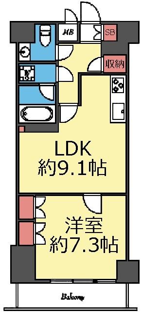 収納豊富な1LDK