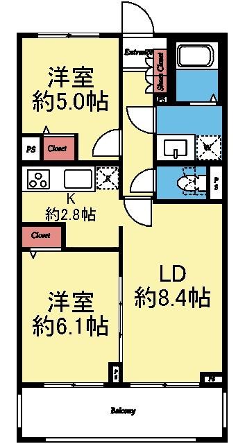 2室とも洋室の2LDK