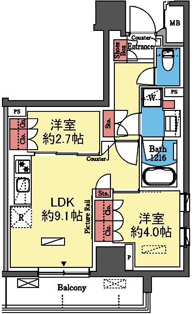 2室とも洋室の2LDK