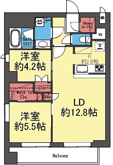 南西向き2LDK