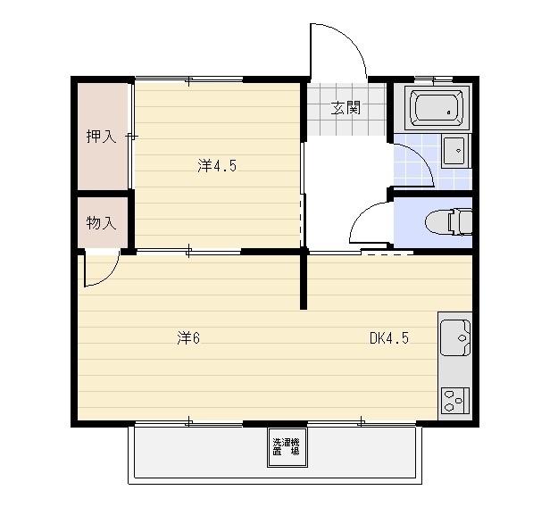 DKと洋室の間に蛇腹カーテンあり