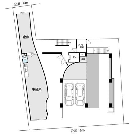 グレー部分が賃貸部分です