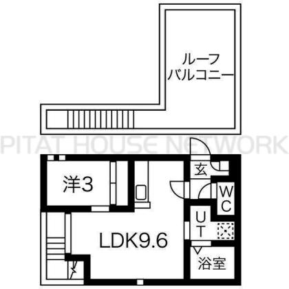 洋３LDK9.6　１LDKで広々としたル