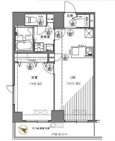 1LDK、価格4380万円、専有面積41.47m2、バルコニー面積4.7m2