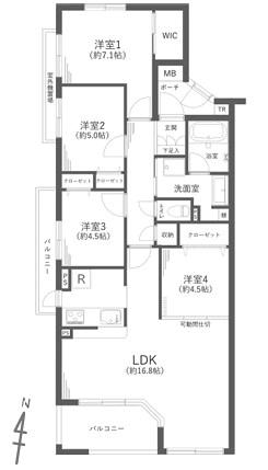 4LDK、価格7790万円、専有面積90.51m2、バルコニー面積10.01m2