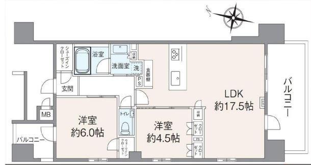 2LDK　12,680万円　専有面積61.04㎡