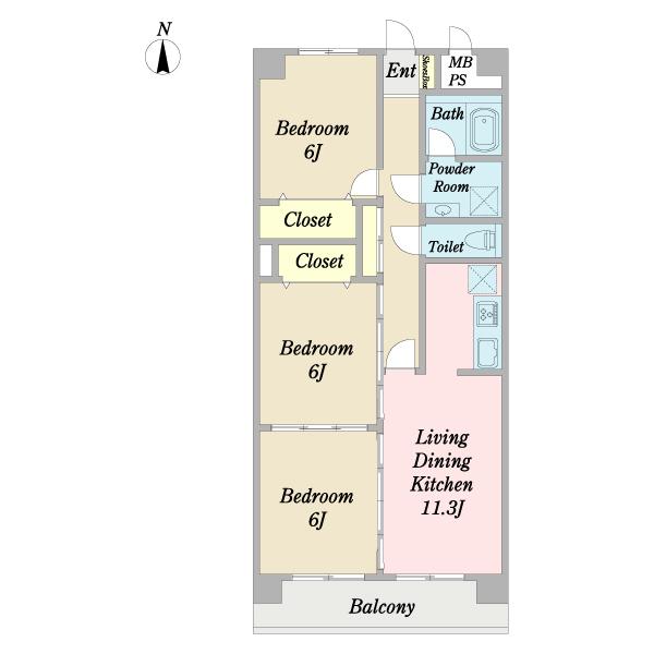 オール洋室の3LDK