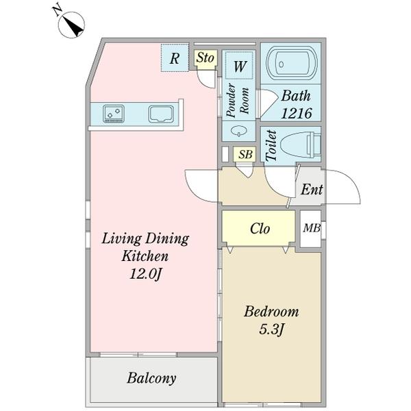 2F南向き角部屋1L