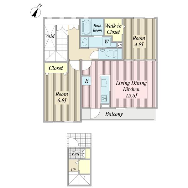 ｖｉｅｗ　ｃｏｕｒｔ　六喜（0201） 間取り図画像