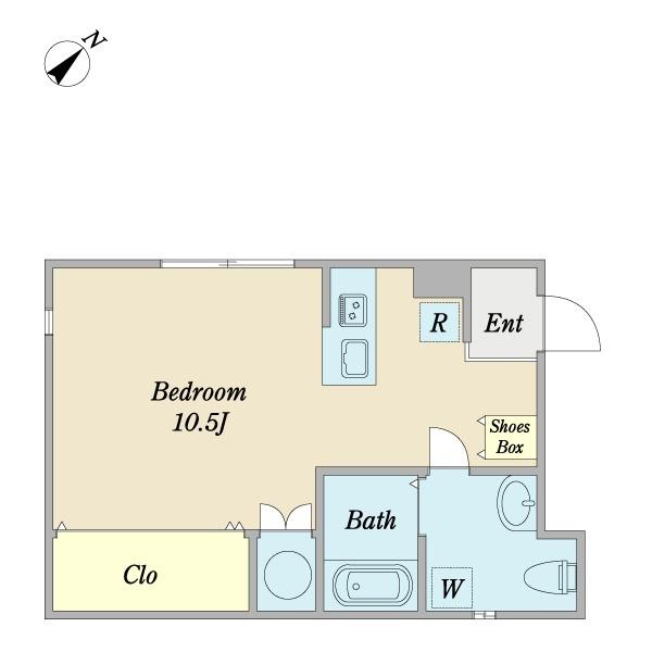 【角部屋】広々ワンルーム