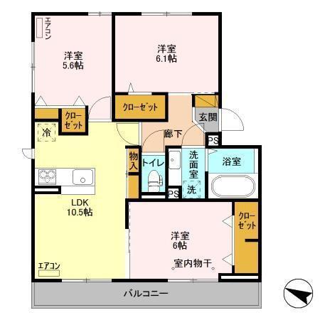 メルヴェイユおおたかの森Ⅱ（302） 間取り図画像