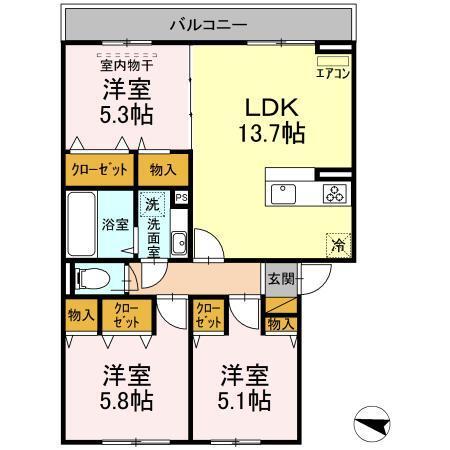 アヴェニール明原（303） 間取り図画像