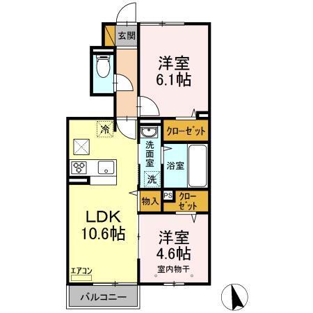 カスターニャ　Ⅱ棟（102） 間取り図画像