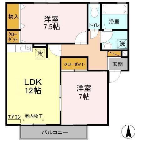 エルクレール　D（102） 間取り図画像