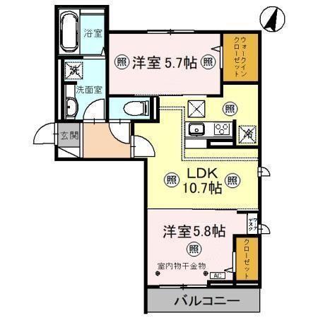 ＣＲＥＳＴ吉川（101） 間取り図画像
