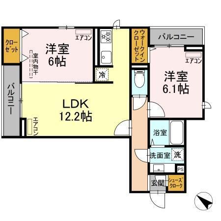 D-ROOM新宿Ⅰ-B（202） 間取り図画像