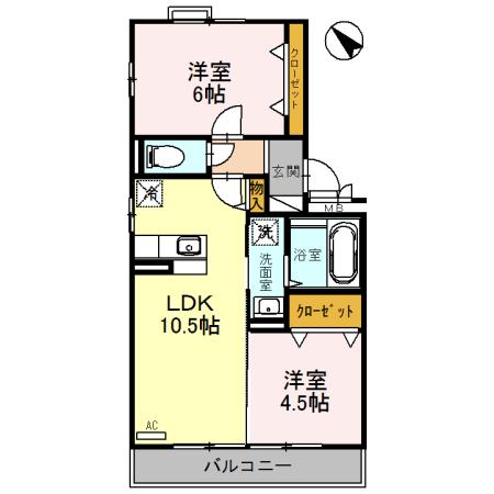 アンクレージュ　Ａ/Ｂ（B-305） 間取り図画像