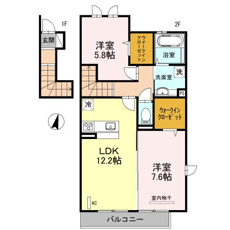 ホジョウテラス　Ｅ（201） 間取り図画像