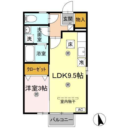 リビングタウン伏石　A棟（A101） 間取り図画像