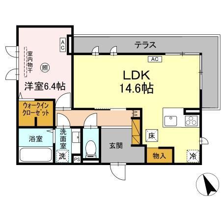D's LIEN (ディ-ズリアン)　E（101） 間取り図画像