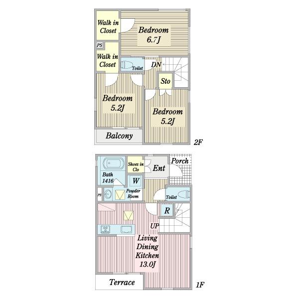 反転の間取りです。