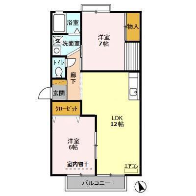ヴェルメゾンおゆみ野　Ｂ（202） 間取り図画像