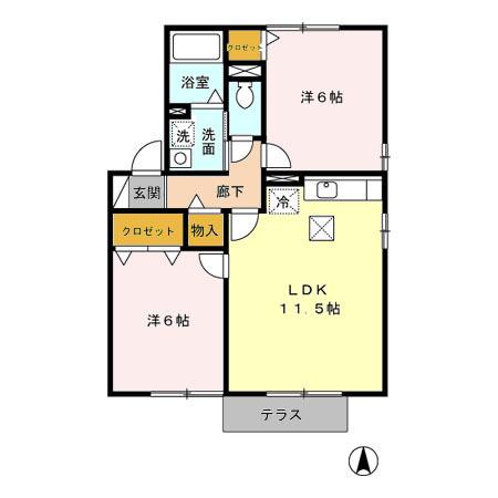 シャローム　Ａ/Ｂ/Ｃ/Ｄ/Ｅ/Ｆ/Ｇ（G101） 間取り図画像