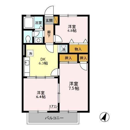 レジデンスヒルトップ　Ⅴ（102） 間取り図画像