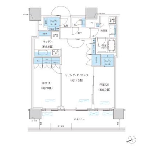 パークシティ柏の葉キャンパス　ザ・ゲートタワー　ウエスト（2104） 間取り図画像
