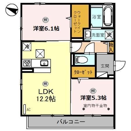 ホワイトハイツⅡ（101） 間取り図画像