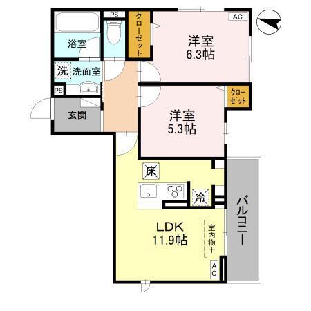 アメニティ 美南東（101） 間取り図画像