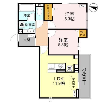 アメニティ 美南東（201） 間取り図画像
