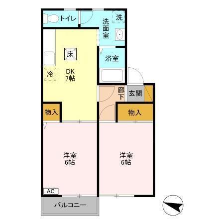 ランセ今谷　B（102） 間取り図画像