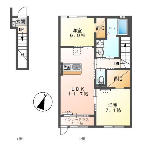 八潮市伊勢野新築アパート 間取り図画像