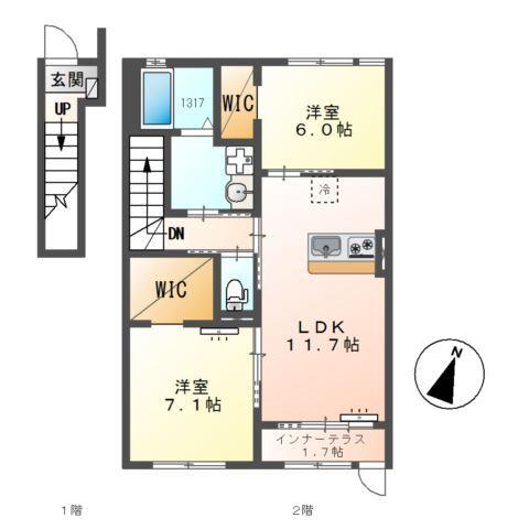 八潮市伊勢野新築アパート 間取り図画像