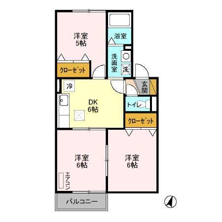 ピュアタウン南逆井　Ｂ（102） 間取り図画像