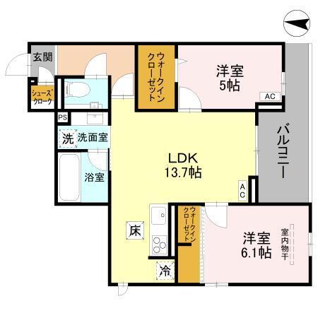 Coco Fleur（ｺｺﾌﾙｰﾙ）（103） 間取り図画像