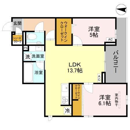 Coco Fleur（ｺｺﾌﾙｰﾙ）（303） 間取り図画像