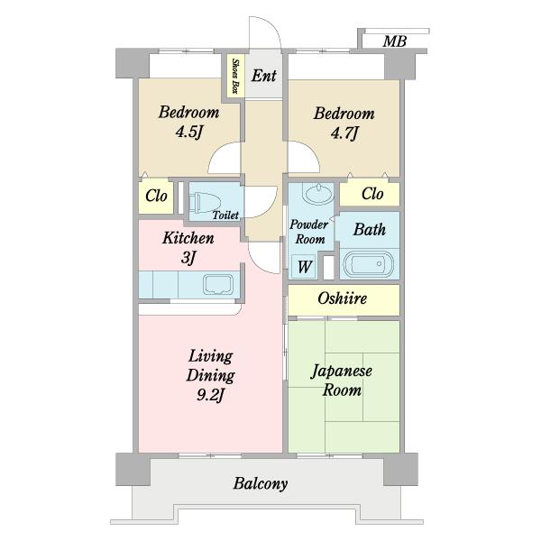 南東向きバルコニー