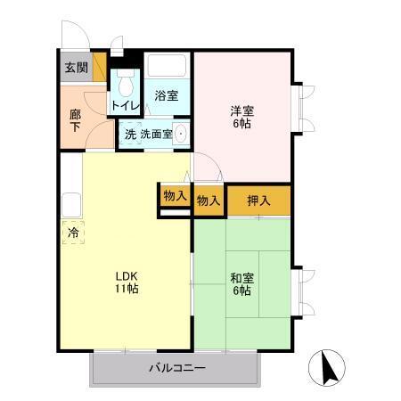 サザンハートA、B、C、D（A101） 間取り図画像