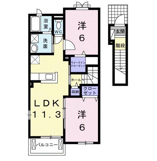 オルソ・グランデ元山　Ｂ（204） 間取り図画像
