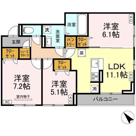 D-ROOM都賀2丁目ⅡｰA棟（102） 間取り図画像