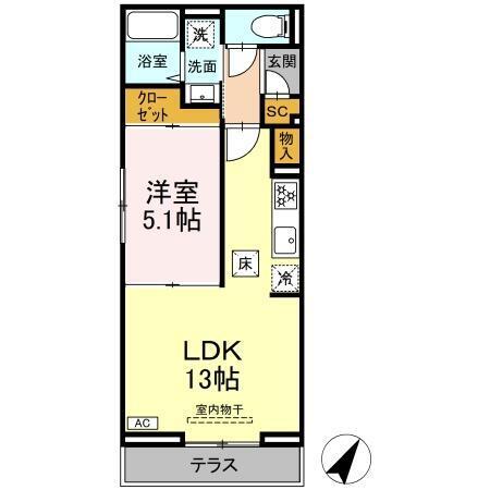D-ROOM汐見丘α（102） 間取り図画像